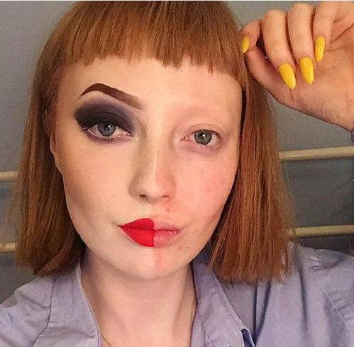 明星网红化妆素颜对比,真实与滤镜的视觉对比